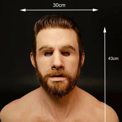 Realistic Male Latex Face Mask Fancy DressHalloween Cosplay Costume Party Prop - Picture 3 of 8