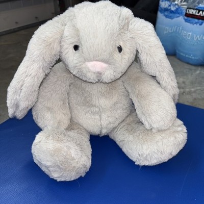 Kellytoy Plush Floppy Soft Gray Bunny Rattle Crinkle Ears Stuffed Animal 11''