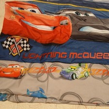 Pixar Cars Kids Twin Flat Sheet And One Pillow Case Lightning McQueen Tow Mater