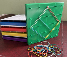 NEW Lot of 5 Hand2Mind Geoboards w/Rubberbands - 7.5"x7.5" - Square  Round
