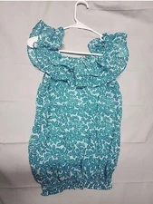 Twenty One Women’s Blouse Small Teal Leaf Print Lightweight Top