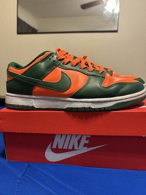 Nike Dunk Low Green Orange Colorblock Leather Low Top Lace Up Sneakers