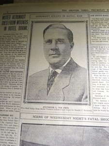 MAY 25, 1911 NEWSPAPER PAGE #1862- SYLVESTER L. VON PHUL, NOTED AERONAUT KILLED