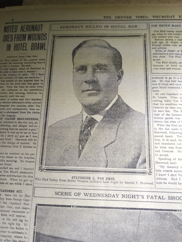 MAY 25, 1911 NEWSPAPER PAGE #1862- SYLVESTER L. VON PHUL, NOTED AERONAUT KILLED