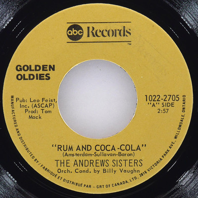 THE ANDREWS SISTERS Rum And Coca-Cola / Bei Mir Bist Du Schön ABC 1022-2705 NM