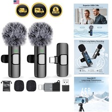USB C Mini Wireless Lavalier Microphone for iPhone/Android, Lapel Mic with No...