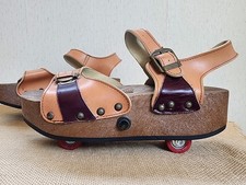 Vintage 1970's Omnia'C Pop Out Roller SKATE Platform Sandals -Italy Sz 9-40