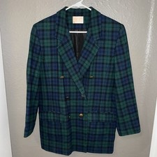 PENDELTON Vintage Women s Tartan Plaid Double Breasted Wool Blazer Size 8