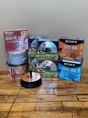 Lot of 188 Blank DVDs   DVD+R DVD-RW DVD+RW 4.7GB 8.5GB DL Sony Verbatim Memorex