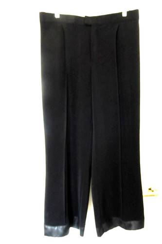 LeNique Dancewear Pants/Grip Waist/Satin Side Stripes/Raw Hem-34, black
