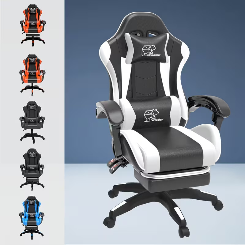 Gaming Chair with Footrest, Ergonomic Gaming Chair, Computer Chair with Lumbar