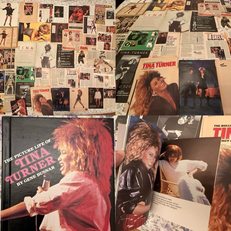 TINA TURNER RIP Rock Roll Collection 1987 Book + 54 Clippings Articles LOT 80’s