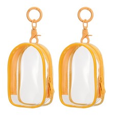 2Pcs 3.94x2.36 Inch Clear Figure Display Bag with Keychain Cabin Orange
