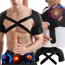 Double Shoulder Brace Torn Rotator Cuff Support  Adjustable Sleeve Pain Relief