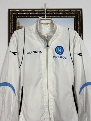 DIADORA フルジップジャケット S ホワイト/ブラック/ブルー Vintage Diadora Napoli Football Jacket Soccer White Track Top