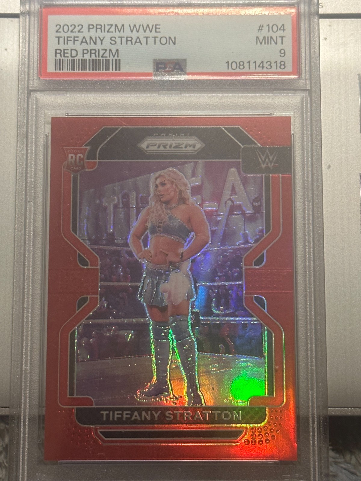 2022 Panini Prizm WWE Tiffany Stratton Red Refractor Rookie Card 288/299
