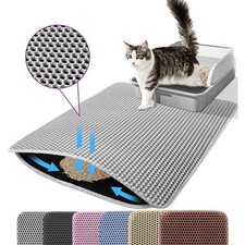 Cat Litter Mat, 24x18 Inches Large Honeycomb Double Layer Cat Litter Trapping...