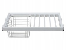 Appendiabiti estraibile per pantaloni con cesto portabiancheria - Bianco 800 mm