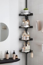 360 Rotating Corner Shower Caddy Tension Pole Organizer - 4-Tier Adjustable ...