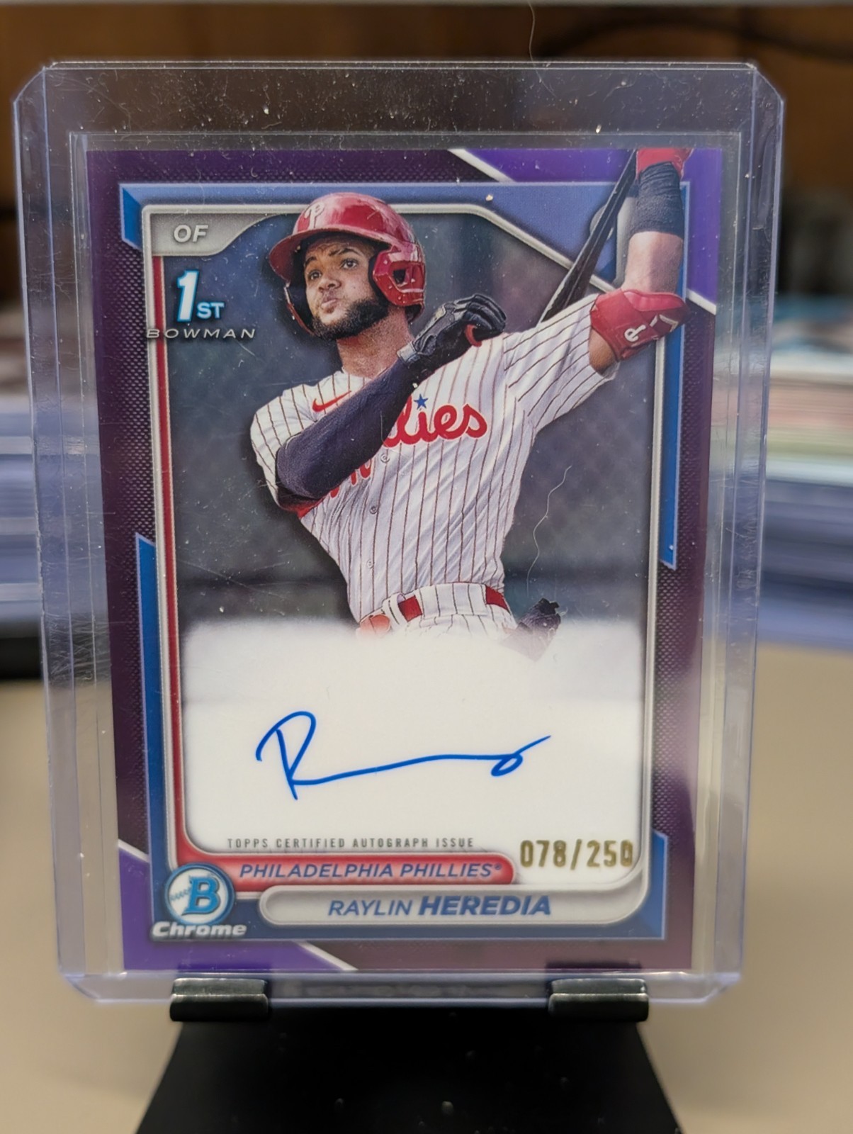 2024 Bowman Chrome Raylin Heredia 1st Auto Purple Refractor /250 Phillies