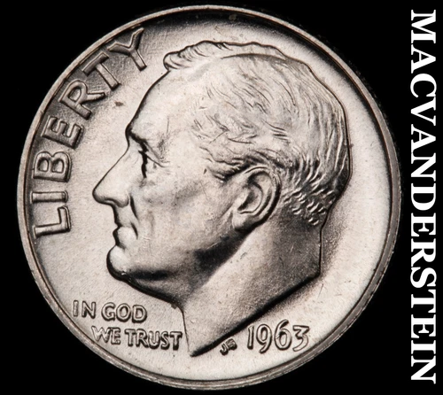 1963 Silver Roosevelt Dime - Lustrous Choice Gem Brilliant Uncirculated #i4761