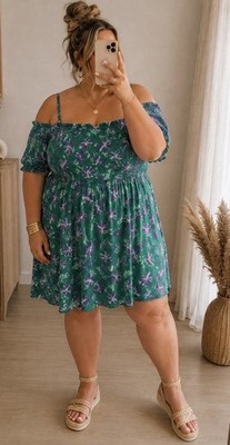 M&s Mode Kleid 3XL Off Shoulder Stretch Sommerkleid Kleid Minikleid XXXL Curvy