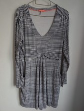 Joules Black White Stripe Long Sleeve Jersey Dress Size 16 (T35)