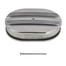 Polished Aluminum 12 Oval Half Finned Air Cleaner Kit For Classic Chevy Ford350