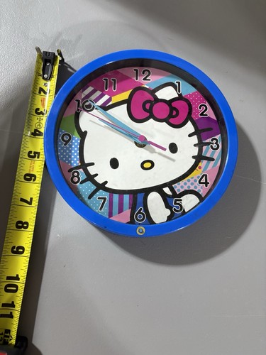 Sanrio Hello Kitty Wall Clock Talking Electronic 2015 Blue Frame - Picture 2 of 6