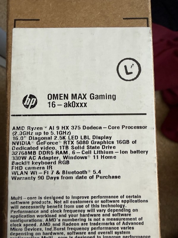 HP OMEN MAX 16 RTX 5080 Ryzen AI 9 HX375 32GB Ram 1TB SSD Factory Sealed HP