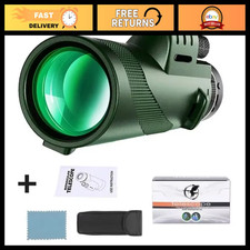 80X100 HD Monocular Telescope - Long Range Zoom, Tripod Phone Clip for Hunting