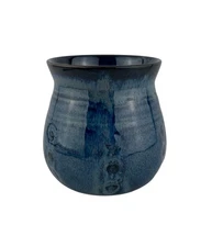 Decorative Pottery Ceramic Vase/Planter Navy Blue Tones Glazed 4.5 In Tall