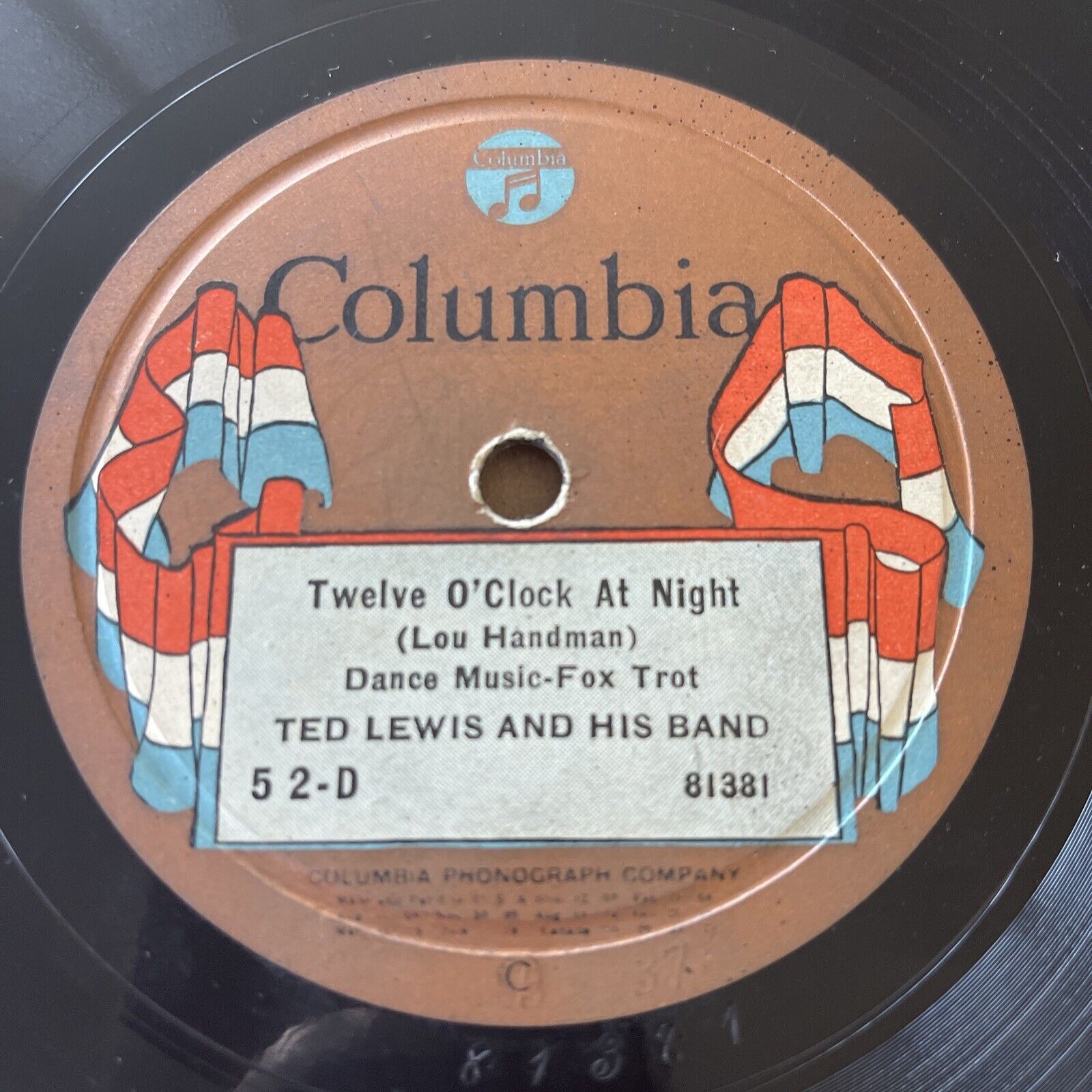 78 Jazz Ted Lewis & His Band Twelve O'Clock At Night & The One 52-D 1923 V+  | eBay