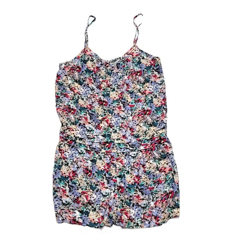 BCBGeneration Floral Jumper Romper One Piece Shorts Pockets Size L 