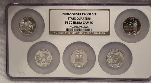 2008-S Silver proof set, state quarters 25C PF 70 Ultra Cameo NGC - Picture 1 of 2