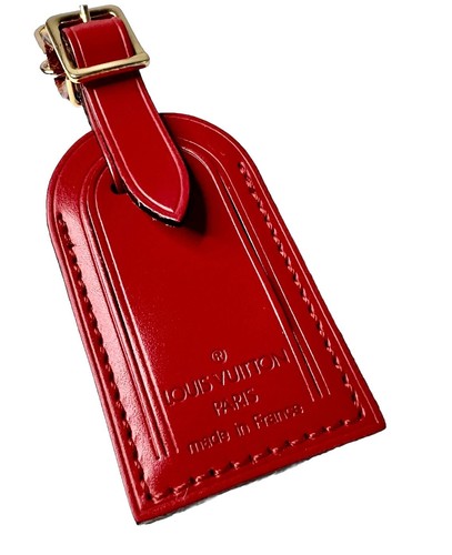 Louis Vuitton targhetta con nome in pelle rossa fibbia tono oro piccola 🎈- 1 pezzo - Foto 2 di 13