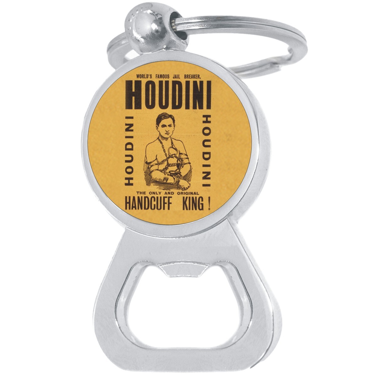 Houdini Metal Bottle Opener Keychain for Beer and Bar Access