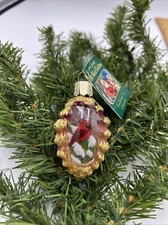 Old World Christmas Cardinal On Pinecone  Ornament INSIDE ART 2001 NOS