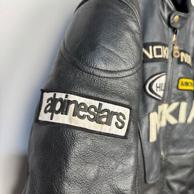 NOKIA RACING LEATHER MOTORCYCLE VINTAGE FULL ZIP BLACK JACKET sz L