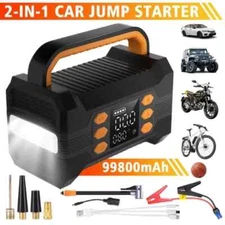 NEW Car Jump Starter 5000A 99800mAh-Air Compressor/inflator-Battery Charger