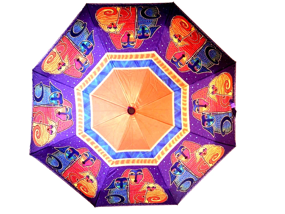 NUEVO Laurel Burch Cachorro Perro CANINE FRIENDS Diseño Multi Compacto Paraguas Abierto Automático  Foto 3 de 4