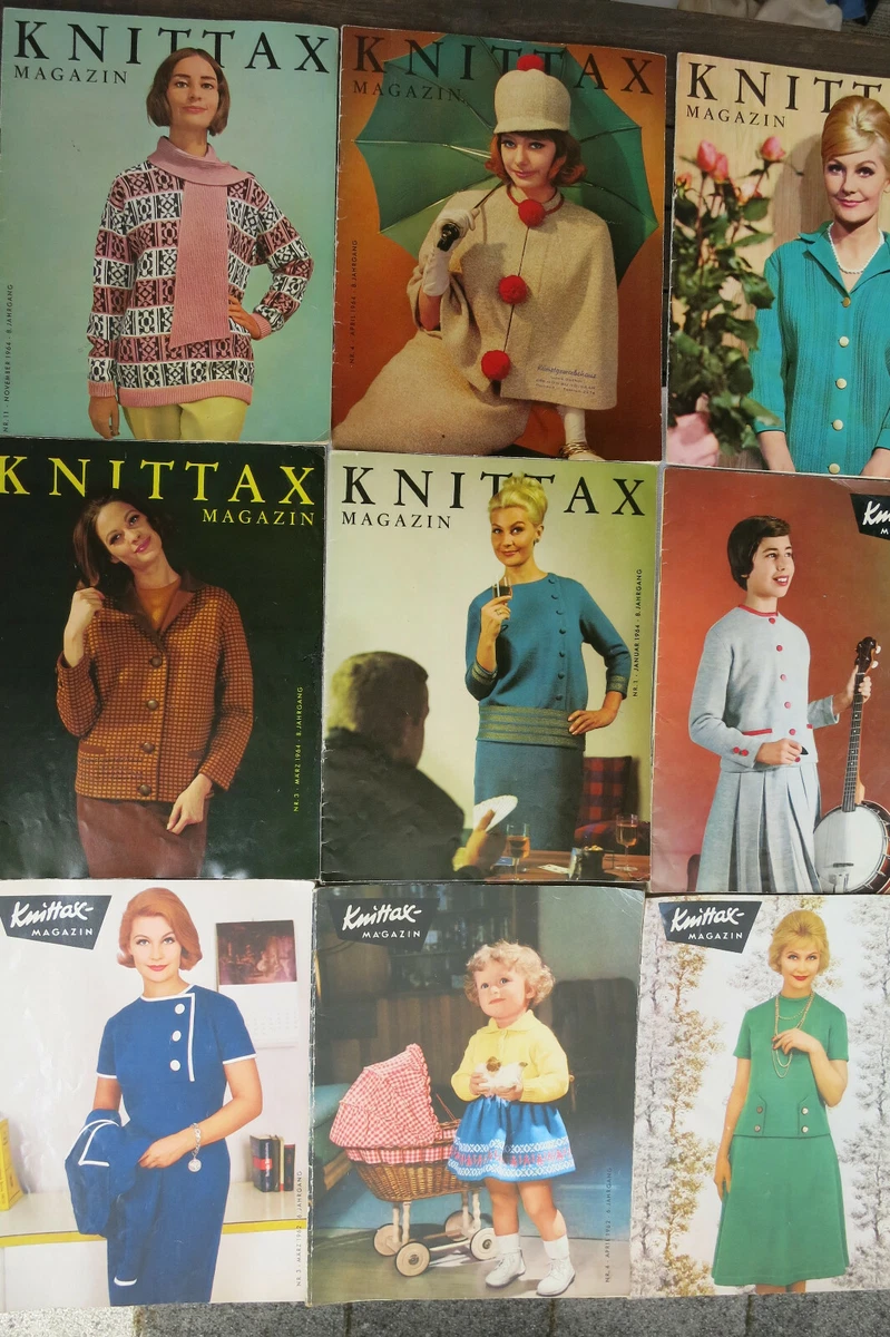 1 v.9 KNITTAX-Magazinen von 1963, Modellhefte f.d. Strickmaschine, sgt. Zustand
