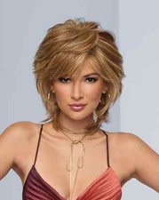 Women Honey Blonde Highlight Human Hair Wigs with Bangs Brazilian Hair Bob Wigs