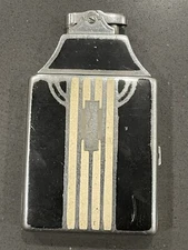 Vintage RONSON Art Metal Works Deco Metal Cigarette Lighter and Case Combo