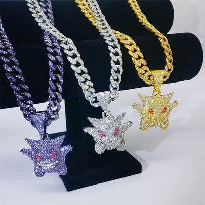 Man Woman Trendy Gengi Chain Necklace Cartoon Pendant Gift