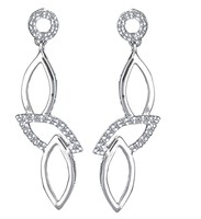 Leaf Shape Glamorous Dangle Earrings Round Cut 0.23 Carat Diamond 14k White Gold on sale Leaf Shape Glamorous Dangle Earrings Round Cut 0.23 Carat Diamond 14k White Gold on sale