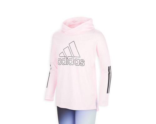 Adidas Girls Logo Striped Pink 100% Cotton Hooded Long Sleeve Shirt Top XL (16) - Picture 4 of 9