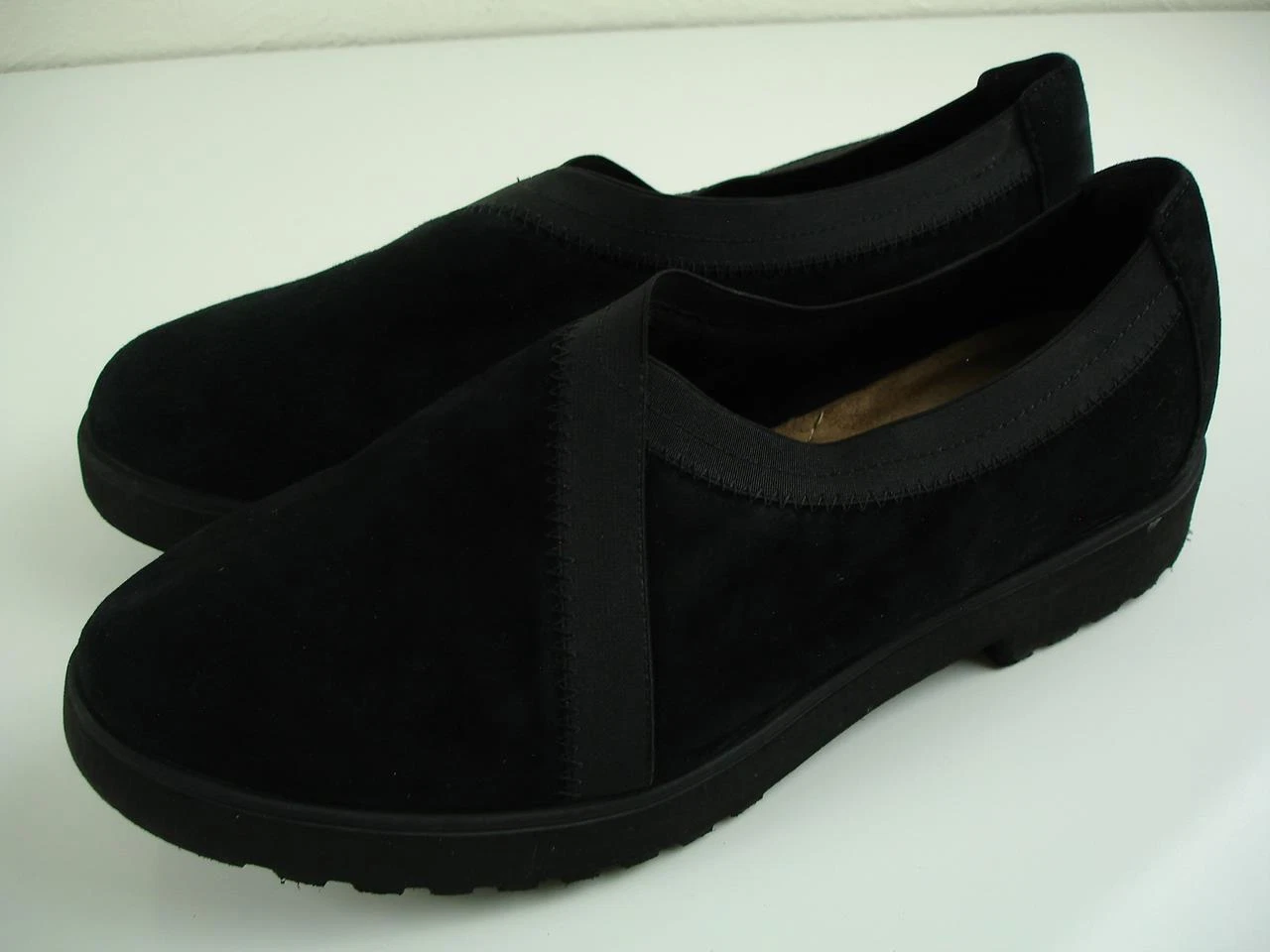 Scarpe mocassini slip on donna 10 M Clarks Artisan Calla Rae nere pelle scamosciata