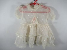Vintage 50s Frilly Pink Polka Dot Baby Dress Short Sleeve Sheer