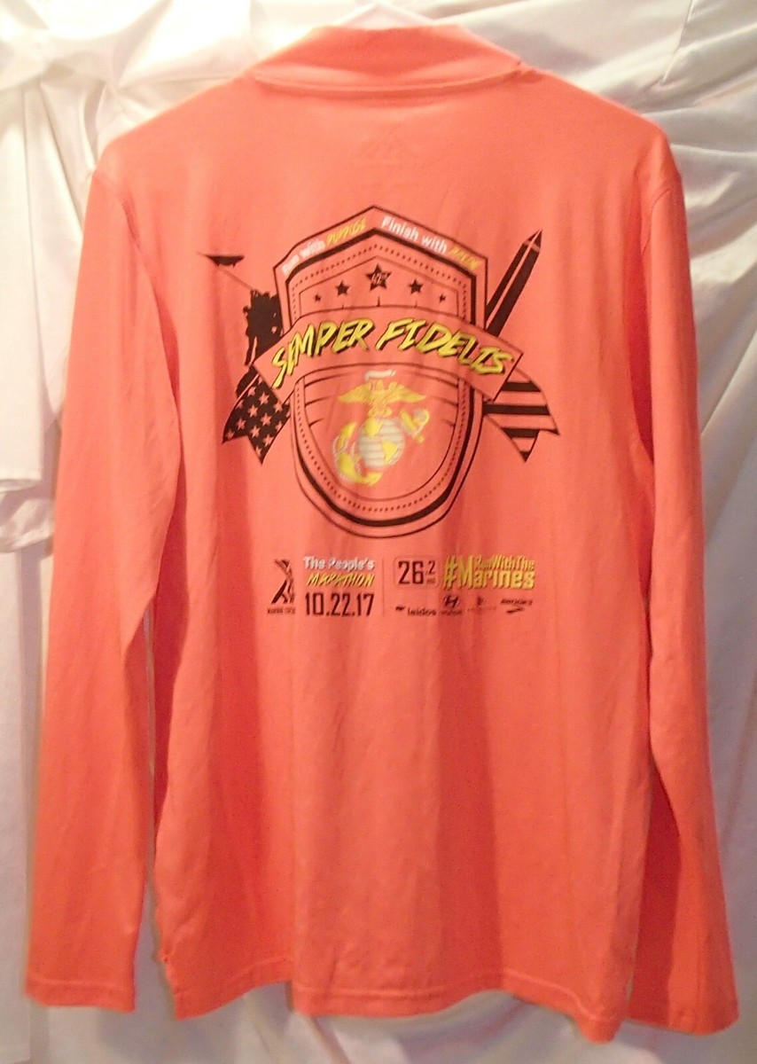 Marine Corps Marathon 2017 Fluorescent Pink/Orange M Polyester Running Shirt